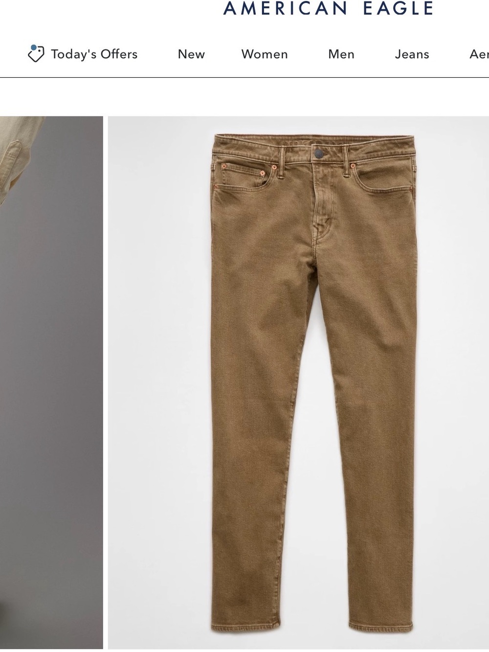 American Eagle Outfitters Men's Khaki Original Straight Jeans